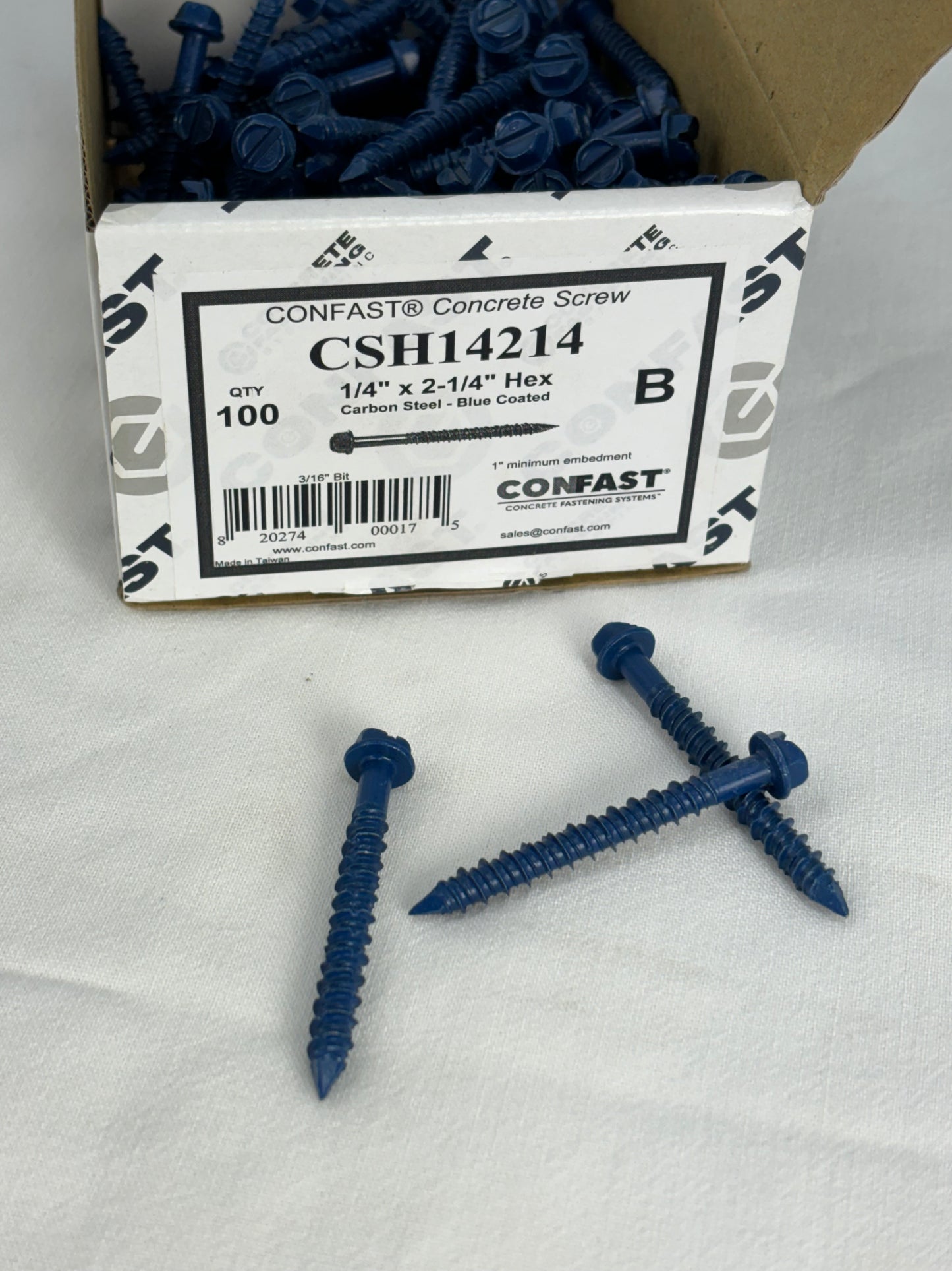 CONFAST 1/4" x 2-1/4" Hex Head Concrete Screw for Anchoring to Masonry, Block or Brick
