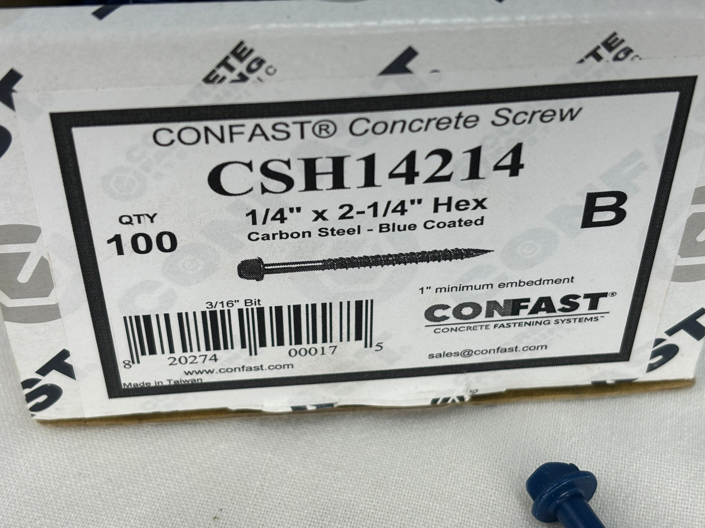 CONFAST 1/4" x 2-1/4" Hex Head Concrete Screw for Anchoring to Masonry, Block or Brick