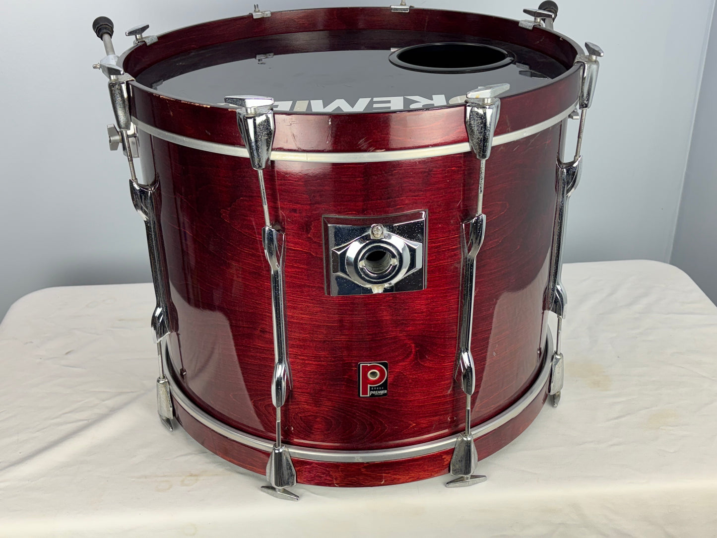 Premier Made in England 18.5 x 22" Wine Red Bass Drum - Looks Great - Sounds Great!