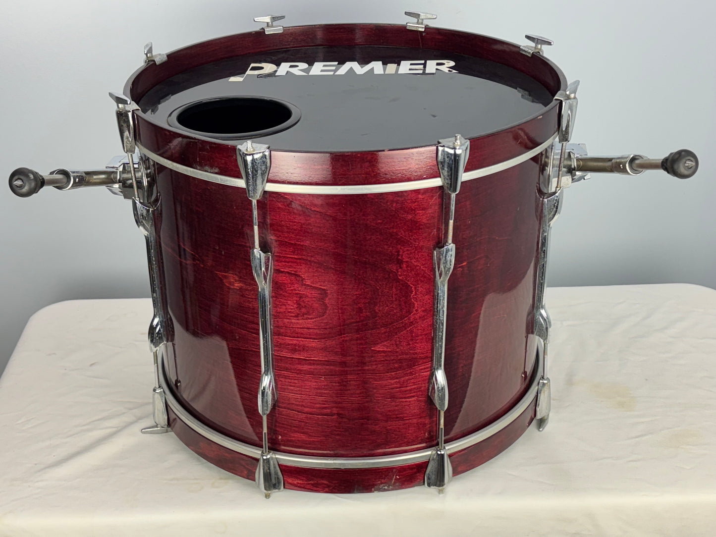 Premier Made in England 18.5 x 22" Wine Red Bass Drum - Looks Great - Sounds Great!