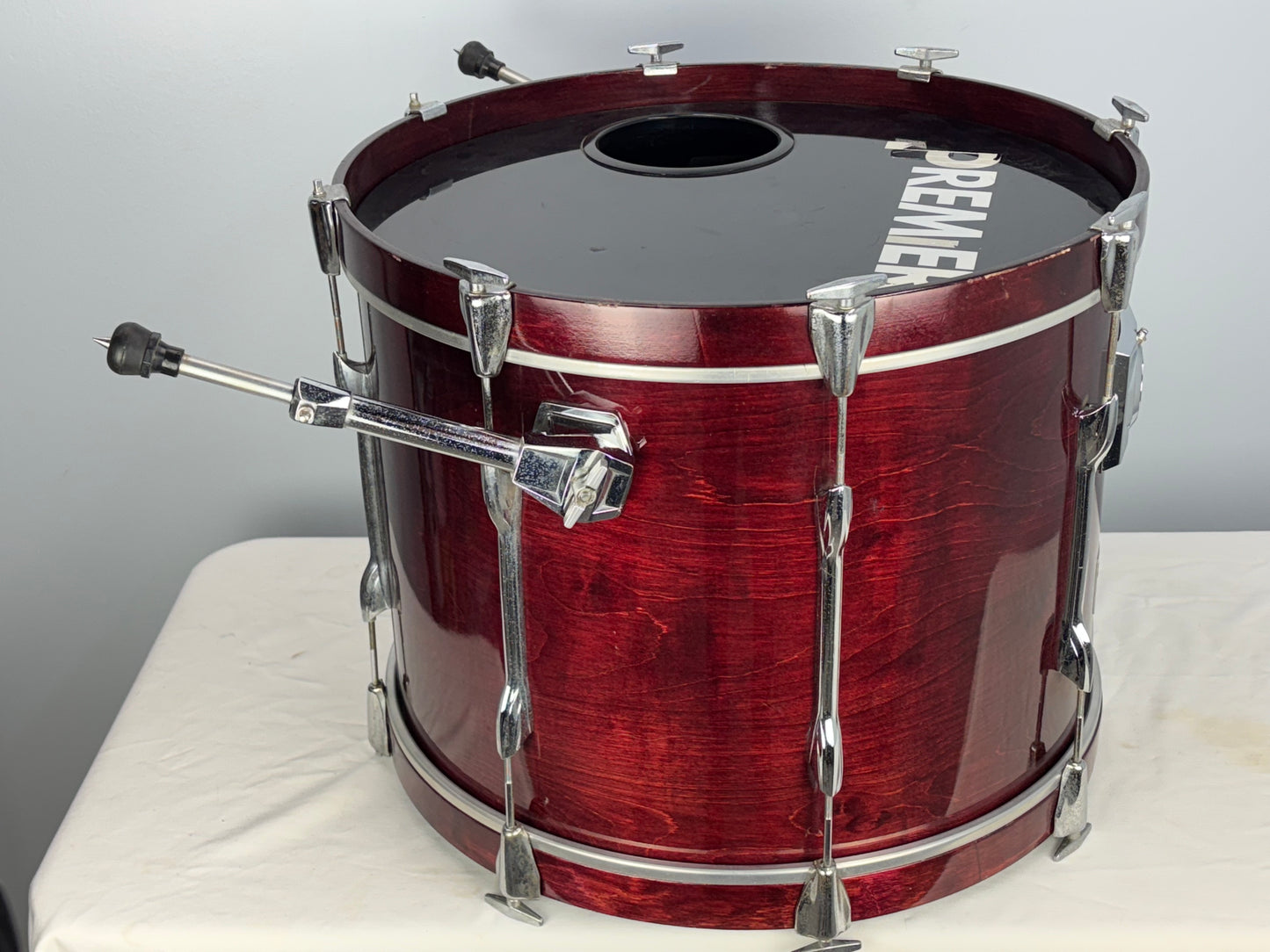 Premier Made in England 18.5 x 22" Wine Red Bass Drum - Looks Great - Sounds Great!