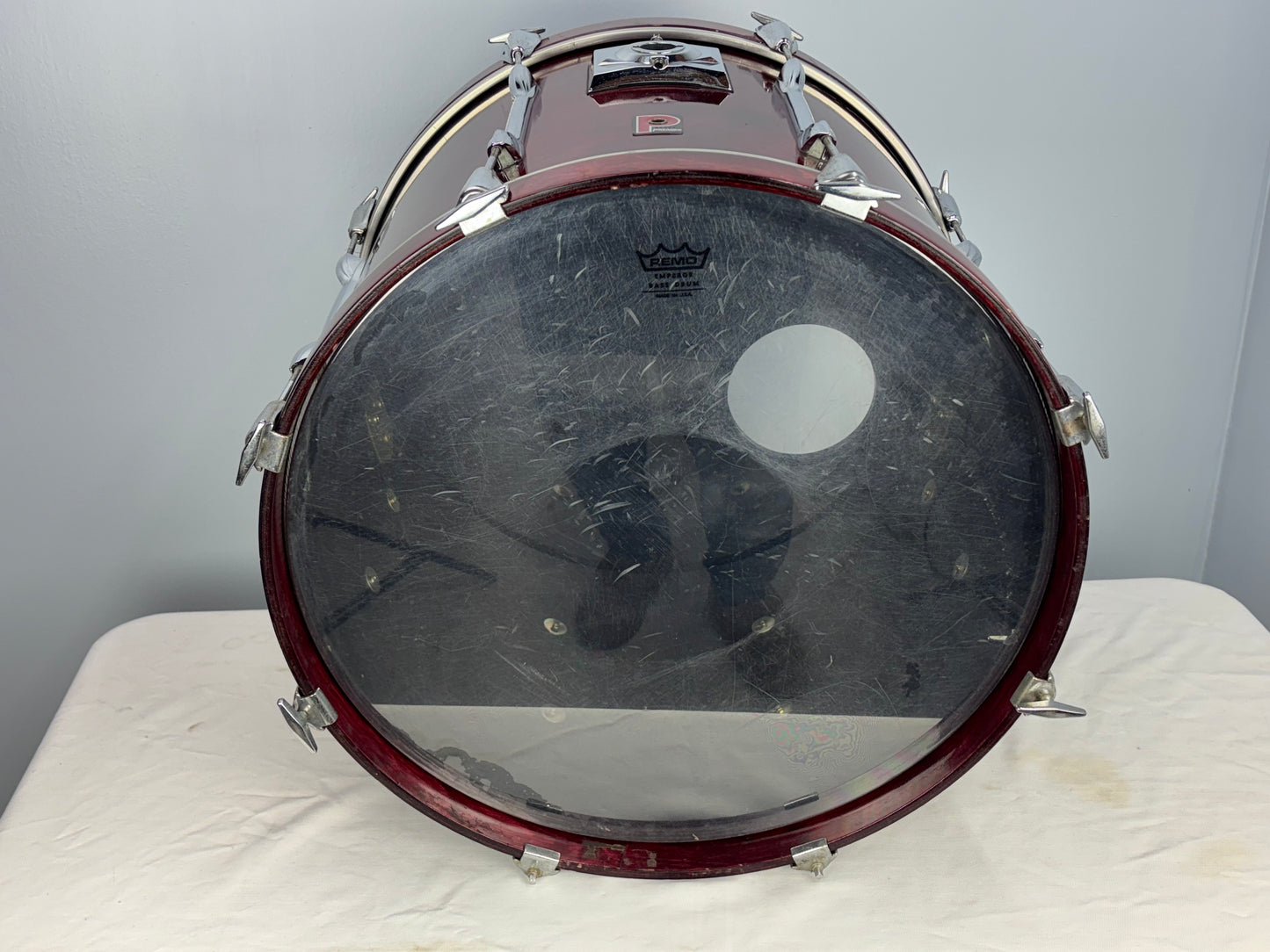Premier Made in England 18.5 x 22" Wine Red Bass Drum - Looks Great - Sounds Great!