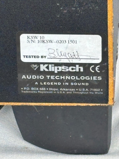 Klipsch KSW 10 Powered Sub-woofer in Great Condition