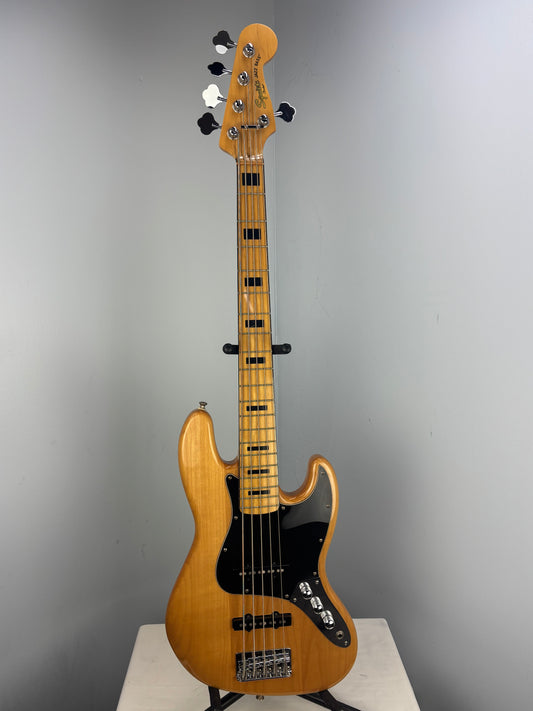 Squier Vintage Modified Jazz Bass V – Natural – Maple Block Inlays – Excellent