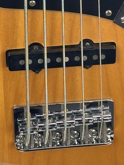 Squier Vintage Modified Jazz Bass V – Natural – Maple Block Inlays – Excellent
