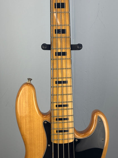 Squier Vintage Modified Jazz Bass V – Natural – Maple Block Inlays – Excellent