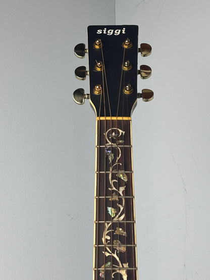 Sigma Dreadnought Acoustic-Electric Guitar – Abalone Inlay – Gloss Natural – Excellent