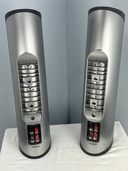 Polk Audio RM30 Speakers – Silver w/ Gray Grilles – Clean & Tested