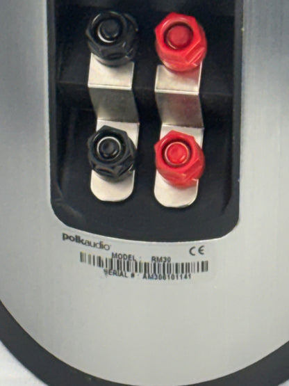 Polk Audio RM30 Speakers – Silver w/ Gray Grilles – Clean & Tested