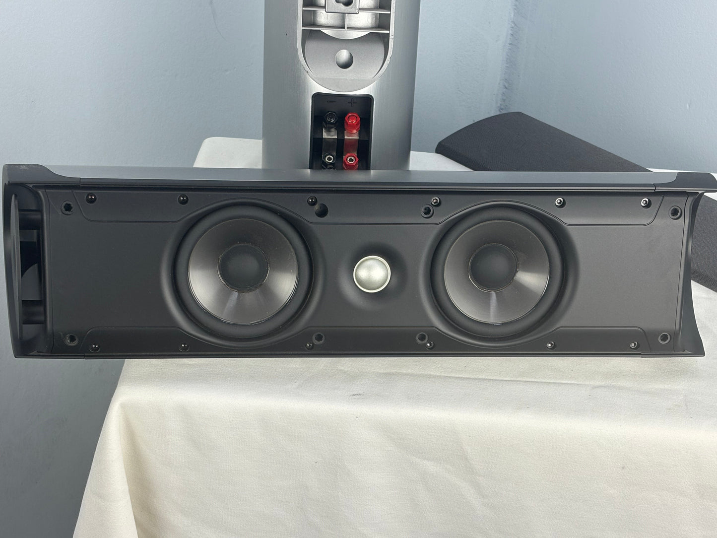 Polk Audio RM30 Speakers – Silver w/ Gray Grilles – Clean & Tested