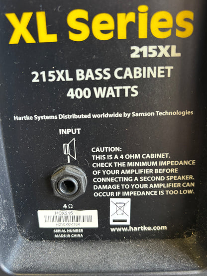 Hartke 215XL Bass Cabinet – Dual 15″ Aluminum Cones – Deep, Punchy Bass